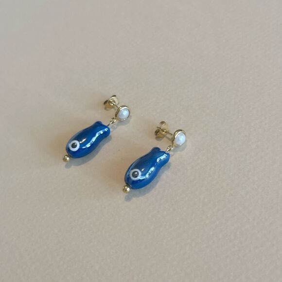 Fish Drop Earrings S860 - Picture 2 of 5